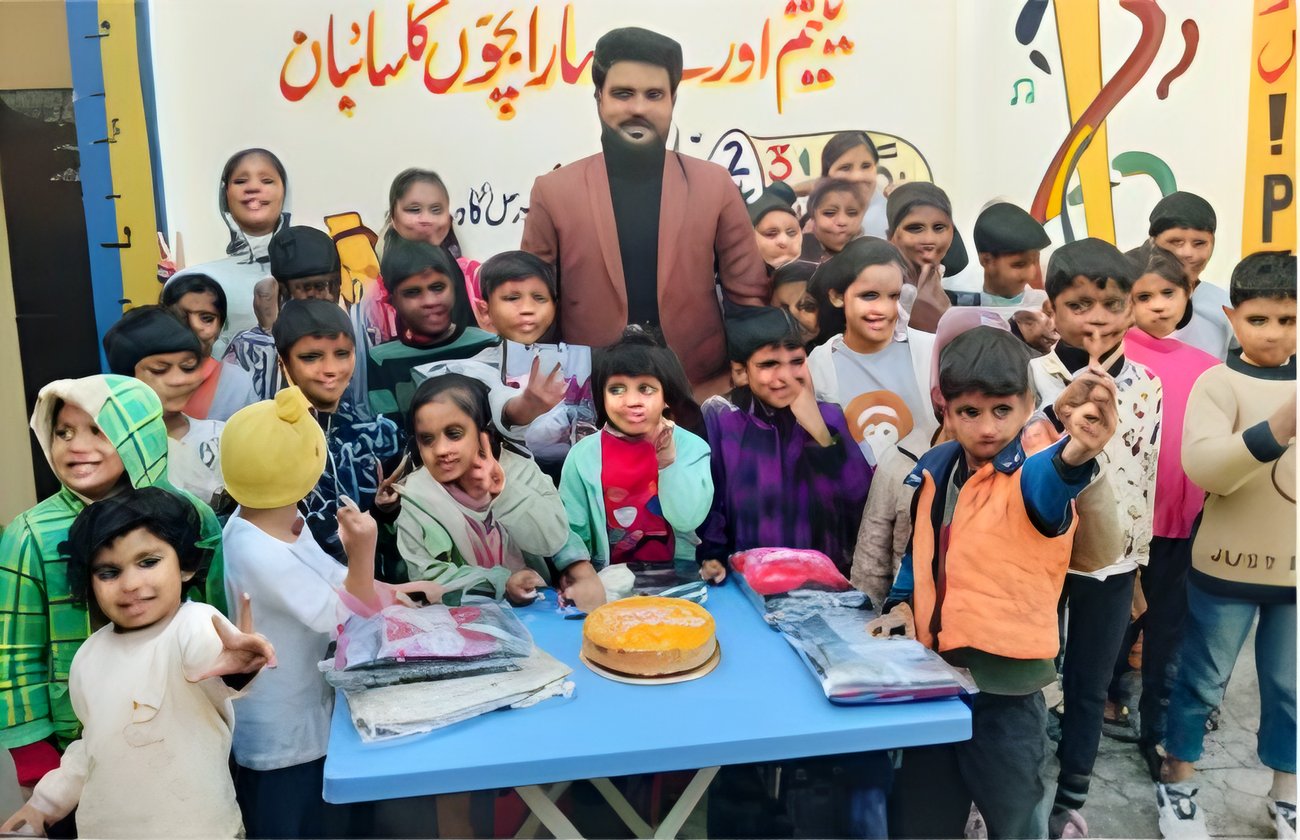 Children around a birthday cake