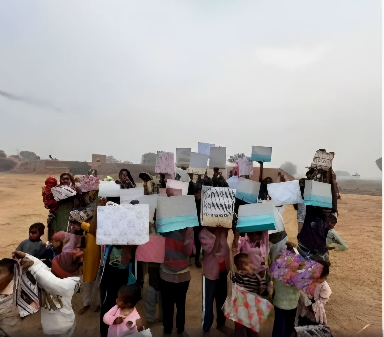 Children holding wrapped gifts outdoors