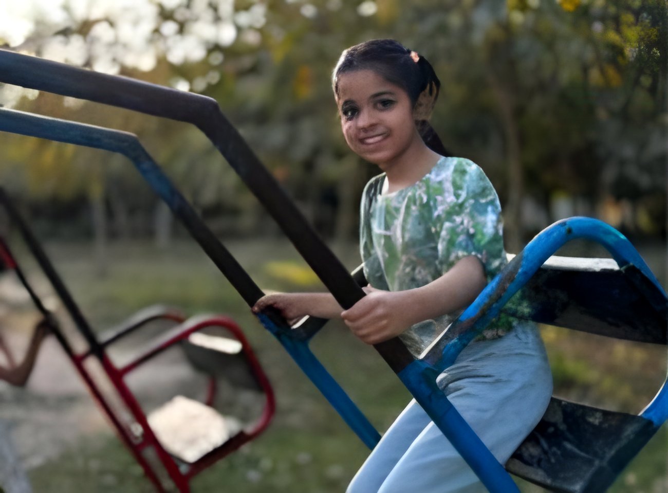 A girl playing in the park